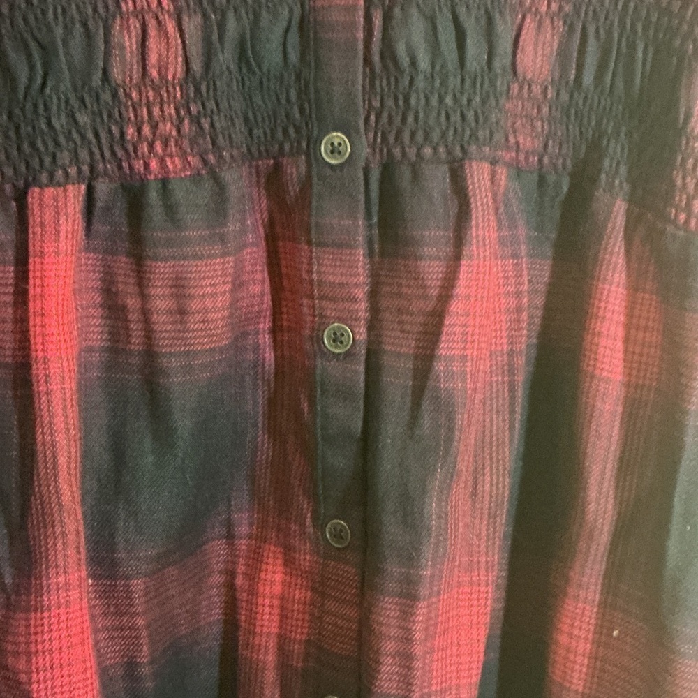 Knox Rose Flannel Plaid Button-Up Dress - Red and Black - Picture 6 of 8